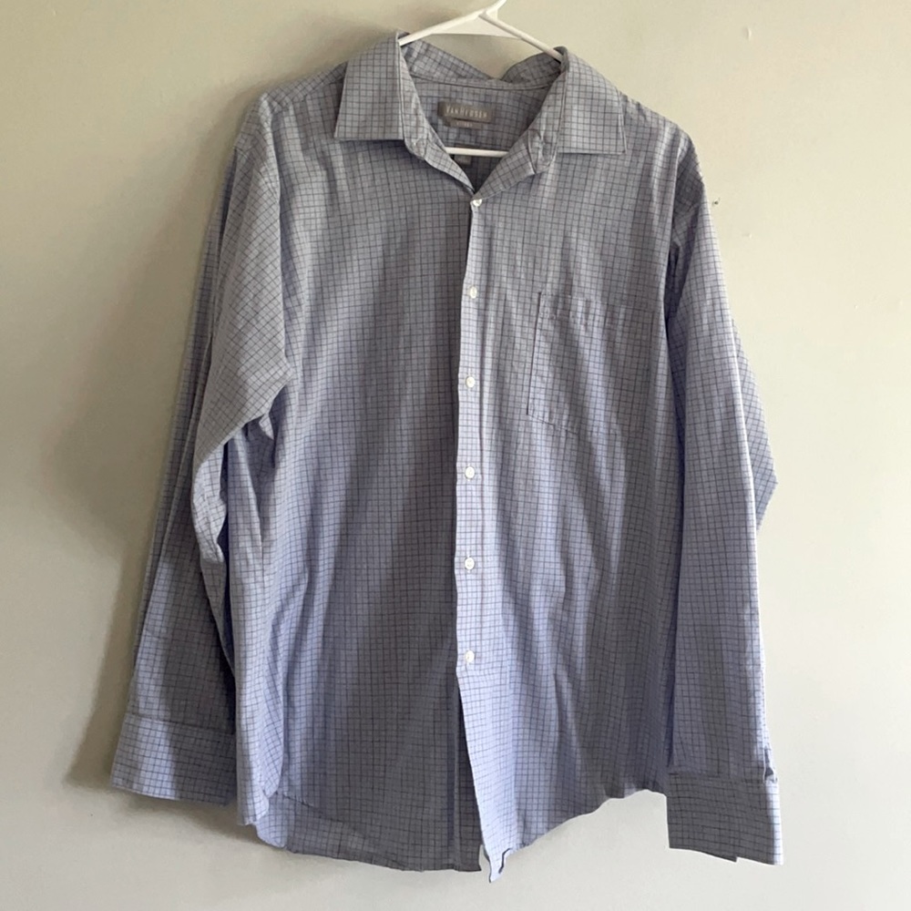 Van Heusen fitted blue square button up shirt